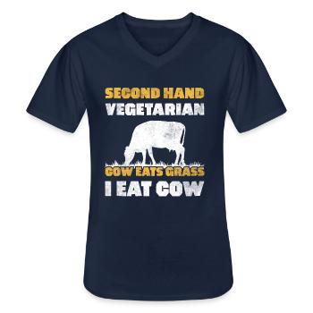 Fleischesser und Fleischliebhaber Lustiger Spruch - Männer-T-Shirt mit V-Ausschnitt - Navy - Vorne - AI Model Male 178 dark (178cm)