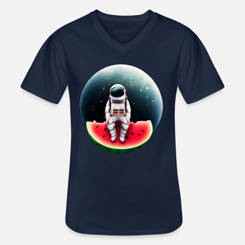 Astronaut auf Wassermelone - Männer-T-Shirt mit V-Ausschnitt - Navy