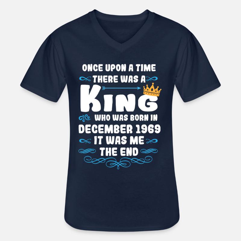 Es war einmal ein König. Dezember 1969 Geburtstag - Männer-T-Shirt mit V-Ausschnitt - Navy