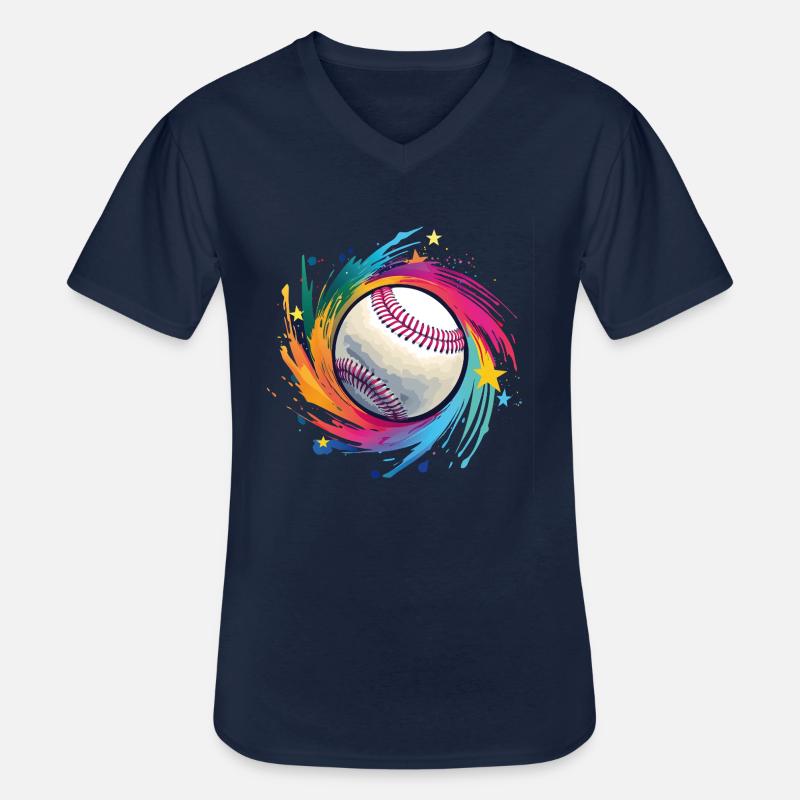 Baseball - Männer-T-Shirt mit V-Ausschnitt - Navy