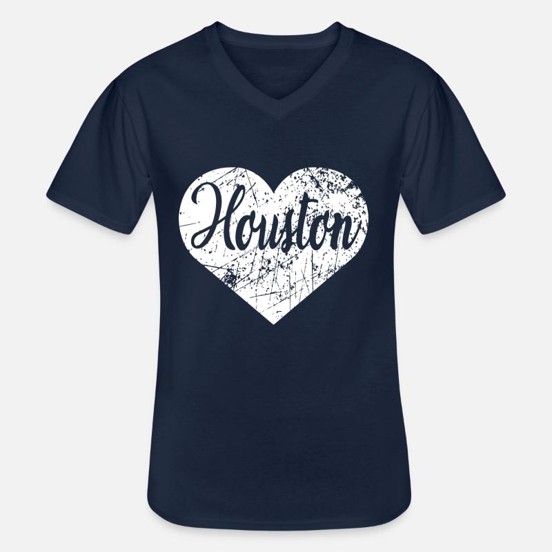 Houston Herz - Männer-T-Shirt mit V-Ausschnitt - Navy
