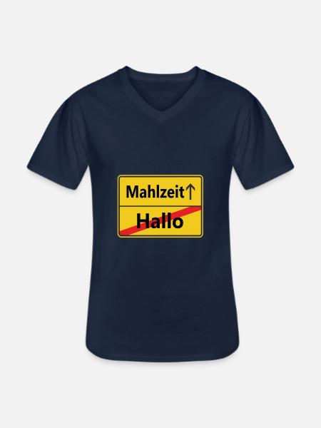 Hallo? Mahlzeit! - Männer-T-Shirt mit V-Ausschnitt - Navy