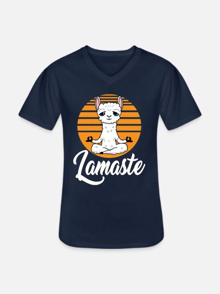 Lamaste Lama Yoga - T-shirt col V Homme - marine
