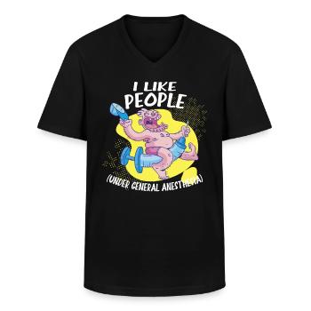 I like people under general anesthesia injection - Men's V-Neck T-Shirt - black - Front - AI Model Male 178 dark (178cm)