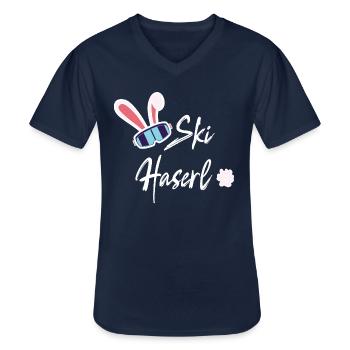 Skihaserl - Skihase - Skifahren - Skiurlaub - Männer-T-Shirt mit V-Ausschnitt - Navy - Vorne - AI Model Male 178 dark (178cm)