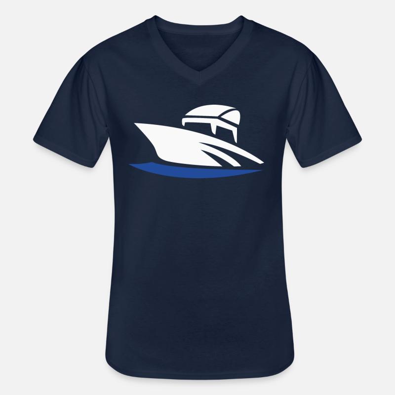 Motorboot - Männer-T-Shirt mit V-Ausschnitt - Navy