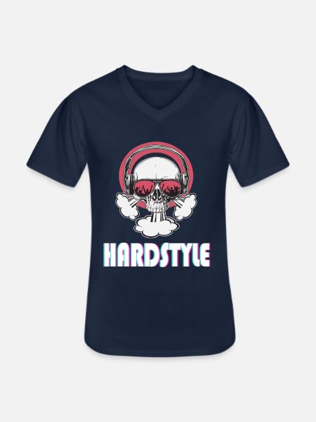 Hardstyle music skull with sunglasses - Men's V-Neck T-Shirt - navy