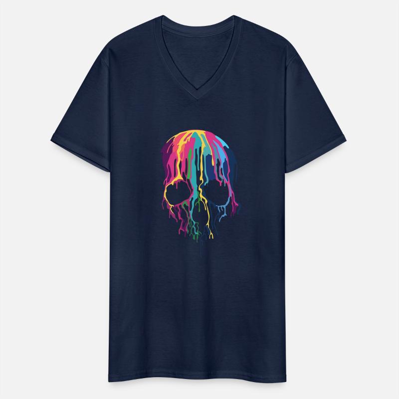 Multi colour skull Men's V-Neck T-Shirt