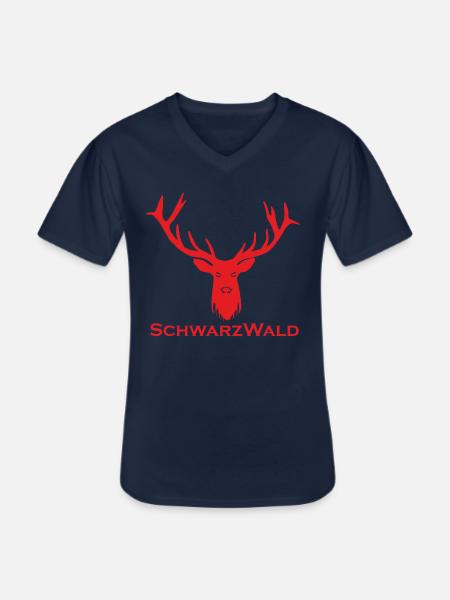 Schwarzwald Hirsch - Uni rot - Männer-T-Shirt mit V-Ausschnitt - Navy