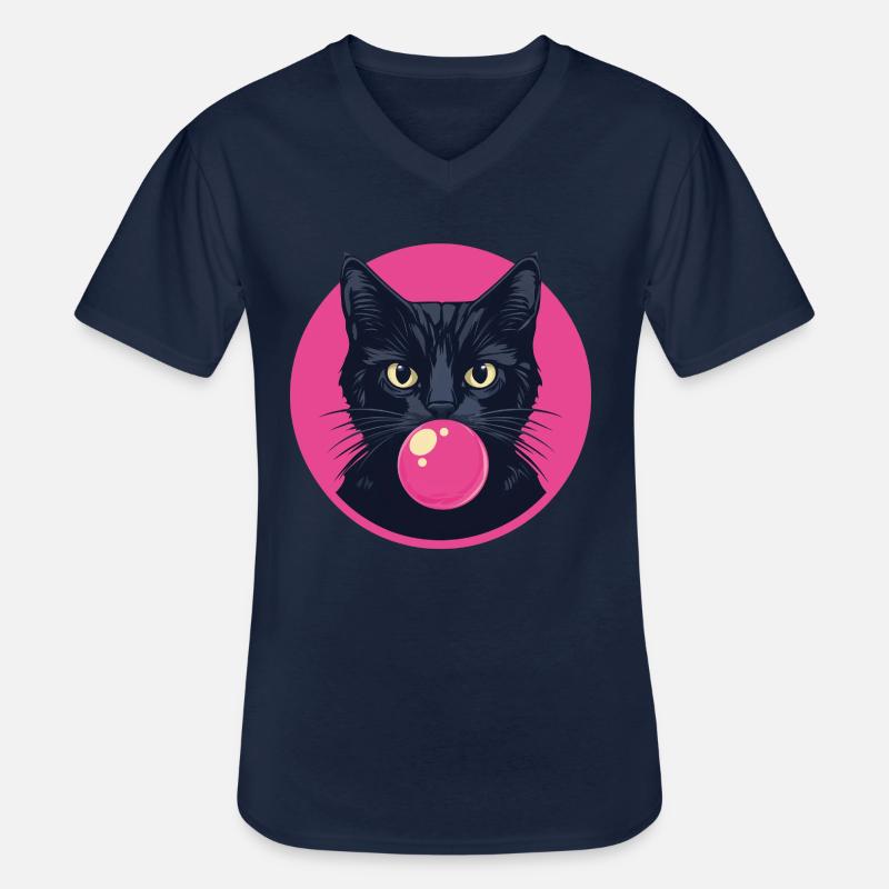 Katze Kaugummi - Männer-T-Shirt mit V-Ausschnitt - Navy