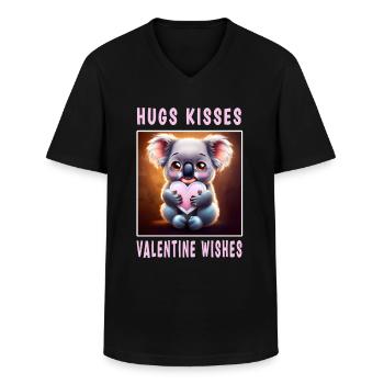 Câlins Bisous et souhaits Valentin - T-shirt col V Homme - noir - Devant - AI Model Male 178 dark (178cm)