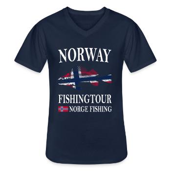 Norway fishing Norway Flag - Männer-T-Shirt mit V-Ausschnitt - Navy - Vorne - AI Model Male 178 dark (178cm)