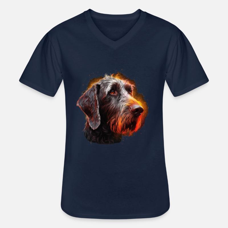 Deutsch-Drahthaar - Männer-T-Shirt mit V-Ausschnitt - Navy