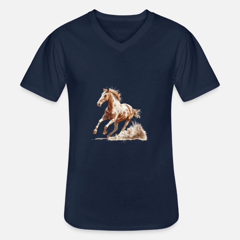 Dynamischer Galopp Brauner Pferd - Männer-T-Shirt mit V-Ausschnitt - Navy