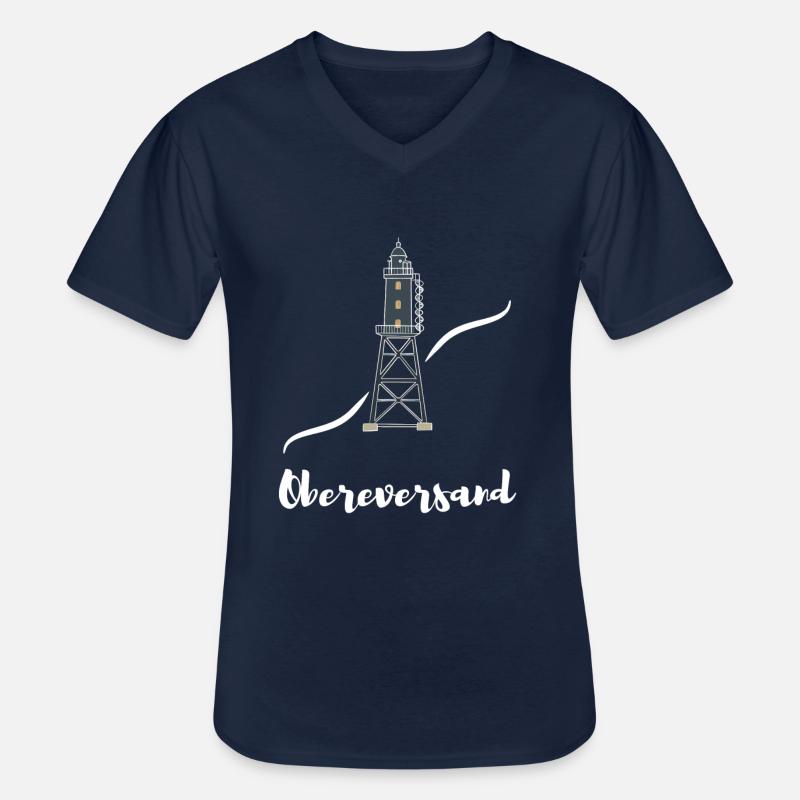 Leuchtturm Obereversand Dorum-Neufeld - Männer-T-Shirt mit V-Ausschnitt - Navy