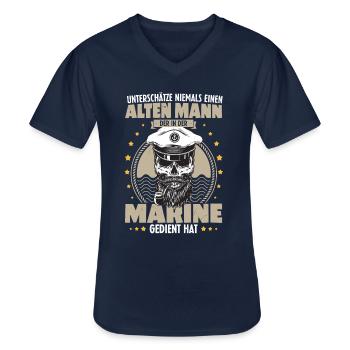 Unterschätze Niemals Einen Alten Mann Marine - Männer-T-Shirt mit V-Ausschnitt - Navy - Vorne - AI Model Male 178 dark (178cm)