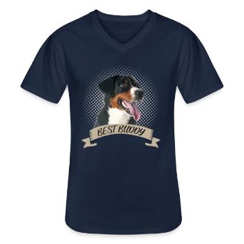 Appenzeller Sennenhund Best Buddy Hundeportrait - Männer-T-Shirt mit V-Ausschnitt - Navy - Vorne - AI Model Male 178 dark (178cm)