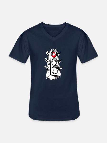 Heart red traffic light - Men's V-Neck T-Shirt - navy
