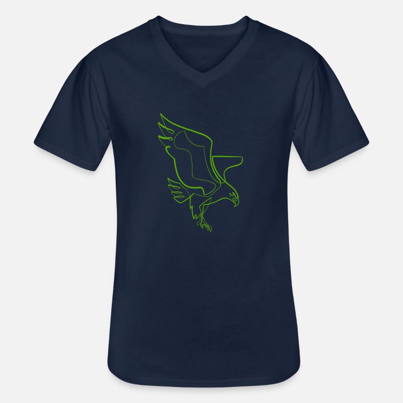 Eagle single line / one line - Men's V-Neck T-Shirt - navy