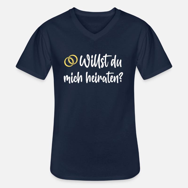 Willst DU Mich Heiraten - Männer-T-Shirt mit V-Ausschnitt - Navy