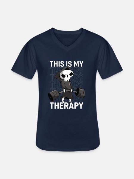 Træning, Fitness, Motionscenter, Træning, Sport, Sjov - Klassisk herre T-shirt med V-udskæring - marineblå