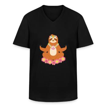 Funny Hippie Sloth Yoga - Männer-T-Shirt mit V-Ausschnitt - Schwarz - Vorne - AI Model Male 178 dark (178cm)