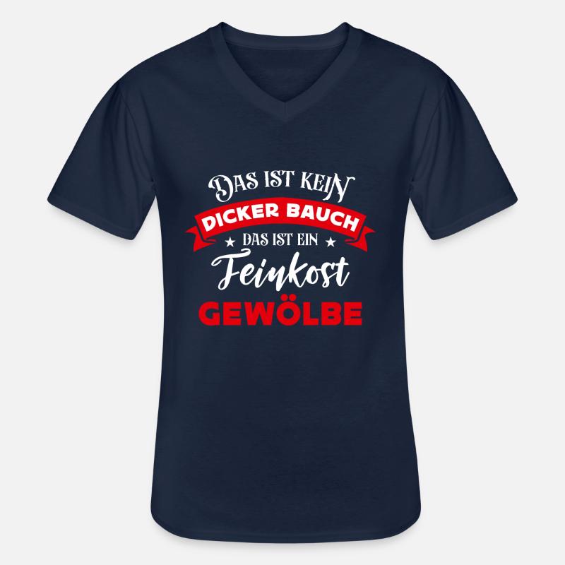 Dicker Bauch, Feinkostgewölbe, Feinschmecker, Fun - Männer-T-Shirt mit V-Ausschnitt - Navy