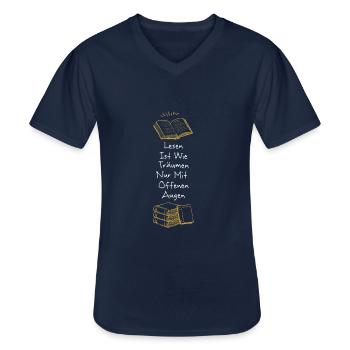 Buch - Bücher lesen - Männer-T-Shirt mit V-Ausschnitt - Navy - Vorne - AI Model Male 178 dark (178cm)