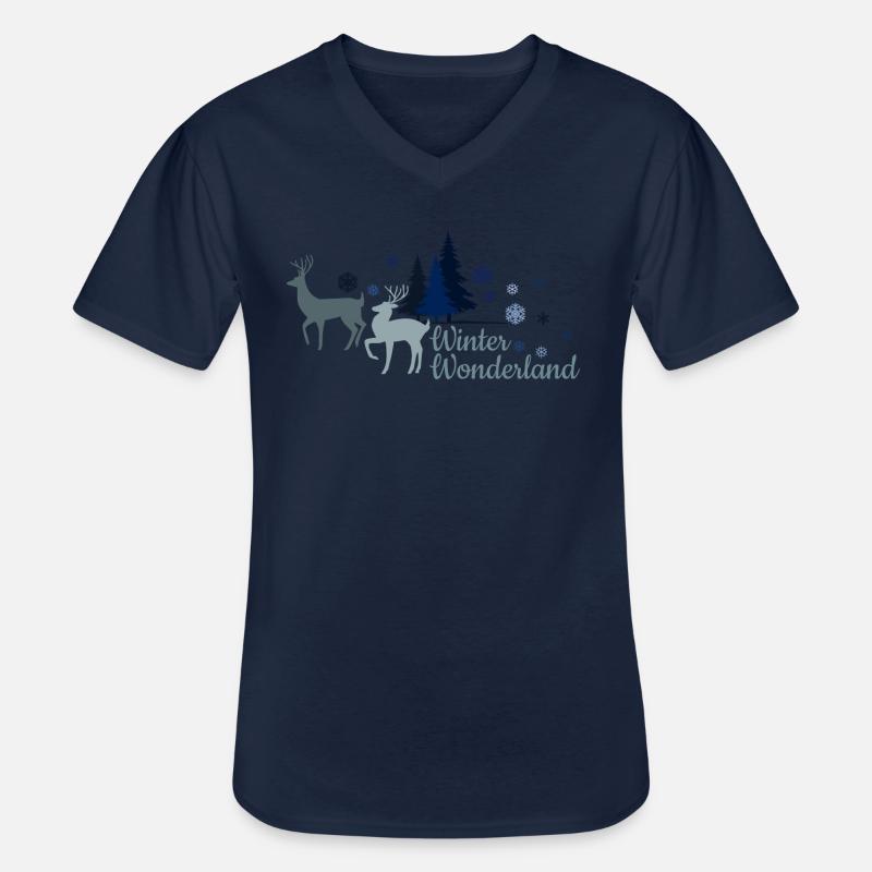 Winterwunderland_Weihnachten - Männer-T-Shirt mit V-Ausschnitt - Navy