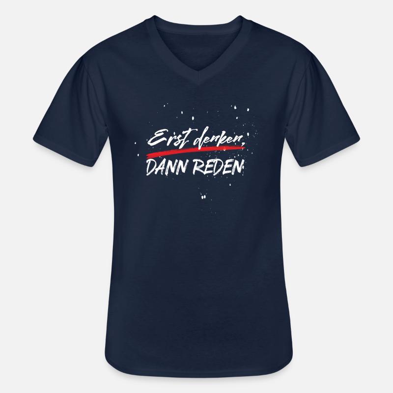 Erst denken, dann reden - Männer-T-Shirt mit V-Ausschnitt - Navy