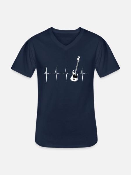 heartbeat bass guitar - Men's V-Neck T-Shirt - navy