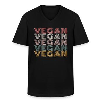 Motif dégradé de grille végétalienne - T-shirt col V Homme - noir - Devant - AI Model Male 178 dark (178cm)