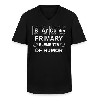 Sarcasme Éléments primaires de la science de l’humour - T-shirt col V Homme - noir - Devant - AI Model Male 178 dark (178cm)