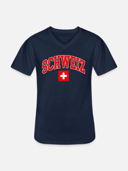 Schweiz Flagge - Männer-T-Shirt mit V-Ausschnitt - Navy