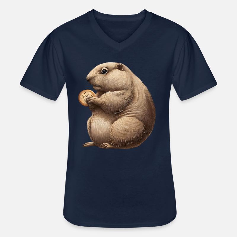 Groundhog mit Cracker - Männer-T-Shirt mit V-Ausschnitt - Navy