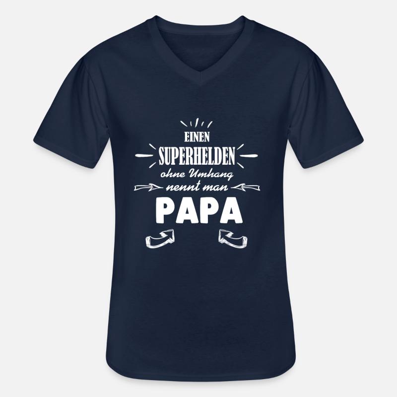 Superheld - Papa - Männer-T-Shirt mit V-Ausschnitt - Navy