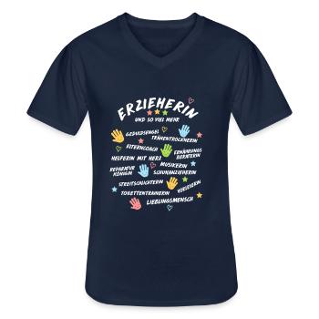 Erzieherin Spruch Shirt Geschenk Kindergarten - Männer-T-Shirt mit V-Ausschnitt - Navy - Vorne - AI Model Male 178 dark (178cm)