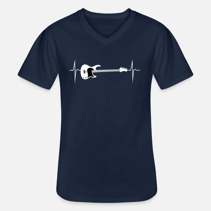 herzschlag e gitarre - Männer-T-Shirt mit V-Ausschnitt - Navy