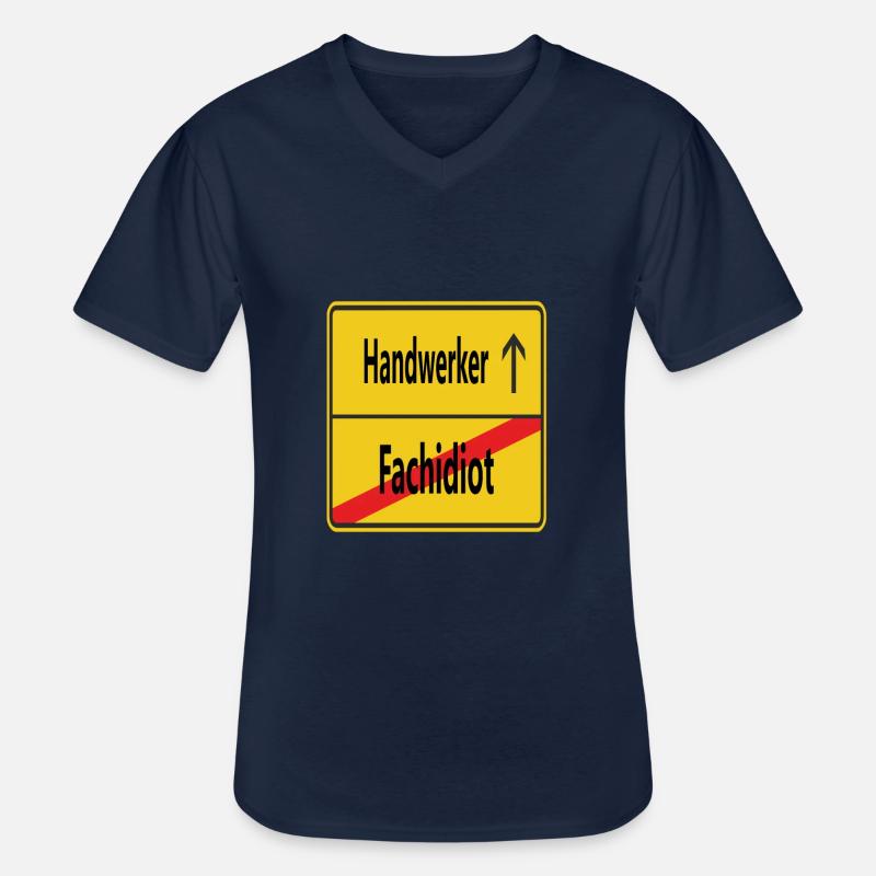 Fachidiot? Handwerker! - Männer-T-Shirt mit V-Ausschnitt - Navy