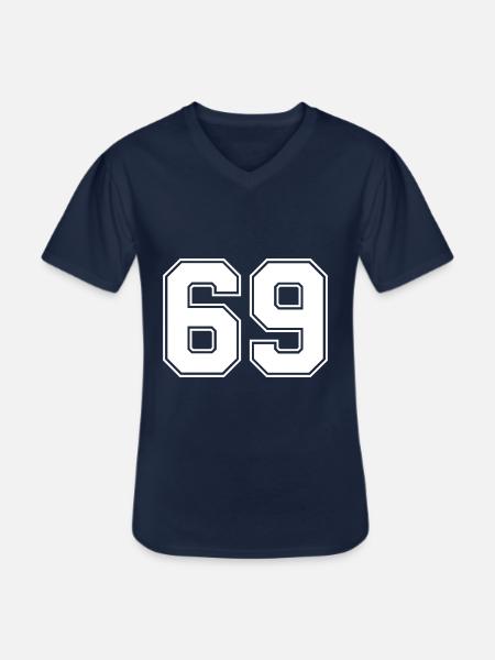 69 Zahl Trikot - Männer-T-Shirt mit V-Ausschnitt - Navy
