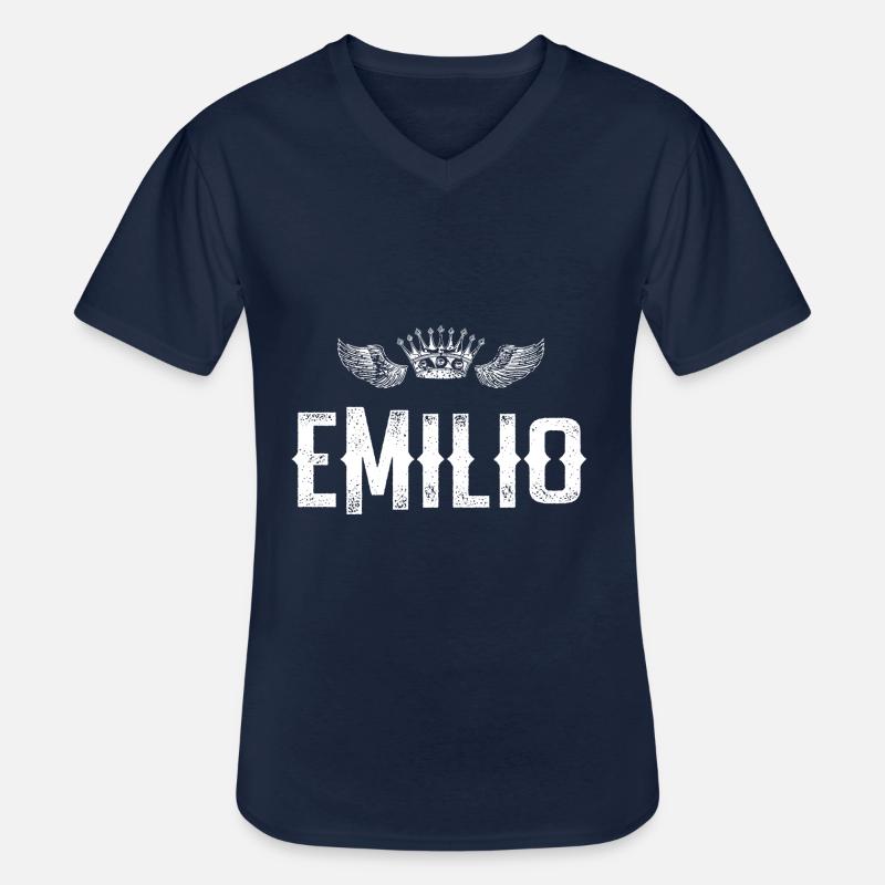 Emilio - Männer-T-Shirt mit V-Ausschnitt - Navy