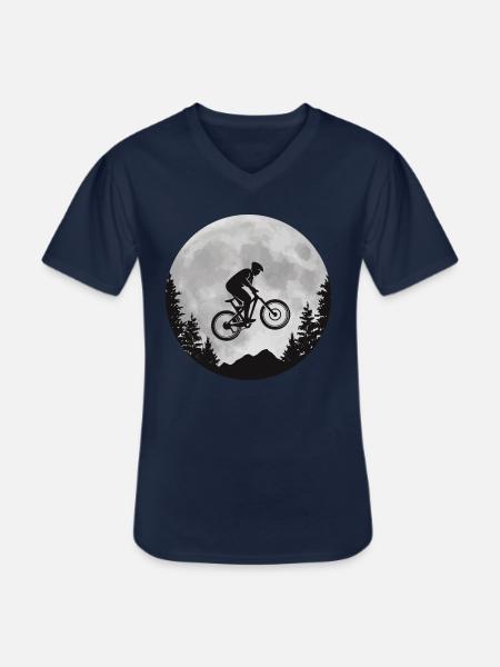 Mountain Bike MTB Moon Bike Gift T-Shirt - Men's V-Neck T-Shirt - navy