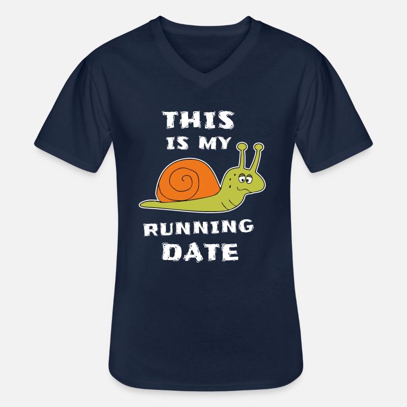 Langsame Schnecke Läufer Joggen - Männer-T-Shirt mit V-Ausschnitt - Navy