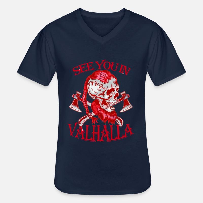 SEE YOU IN VALHALLA - Männer-T-Shirt mit V-Ausschnitt - Navy