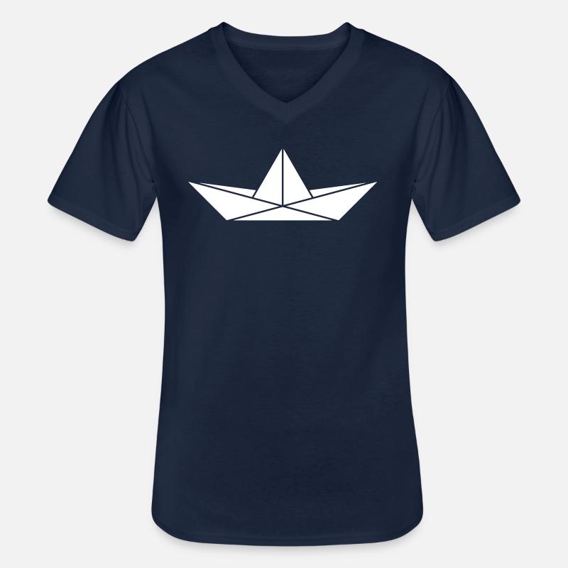 Papierschiffchen / Papierschiff / Papierboot - Männer-T-Shirt mit V-Ausschnitt - Navy