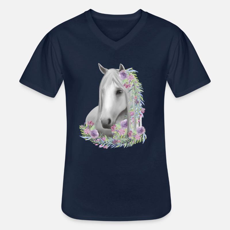 Reiten Pferde Mädchen - Männer-T-Shirt mit V-Ausschnitt - Navy