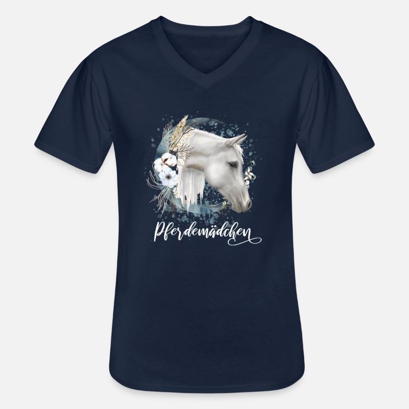 Pferdemädchen Pferde Geschenk Mädchen - Männer-T-Shirt mit V-Ausschnitt - Navy