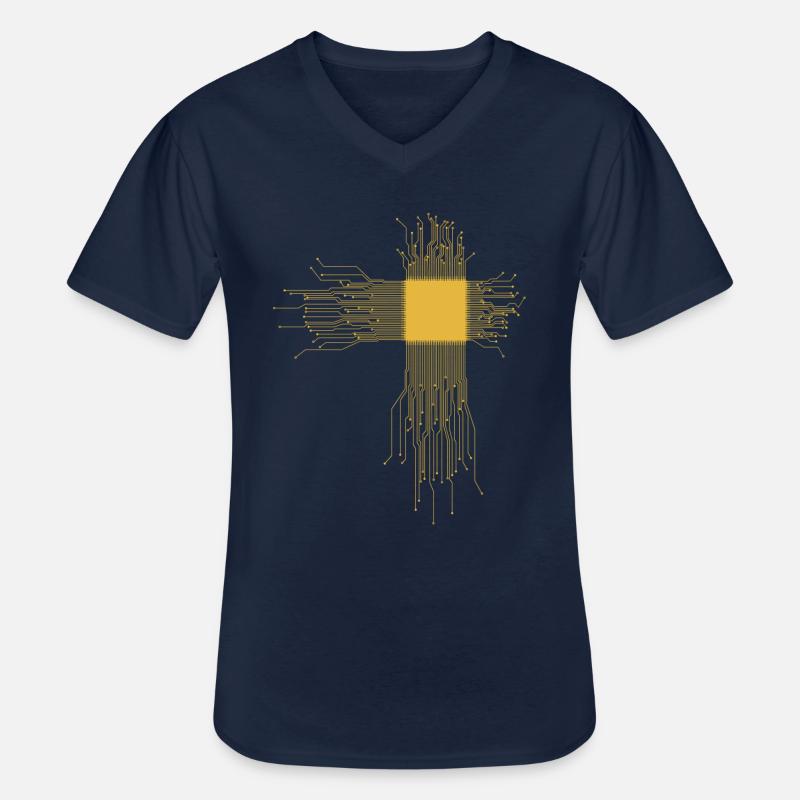 CPU Herz Prozessor - Männer-T-Shirt mit V-Ausschnitt - Navy