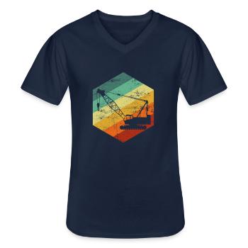 vintage crane operator - Männer-T-Shirt mit V-Ausschnitt - Navy - Vorne - AI Model Male 178 dark (178cm)