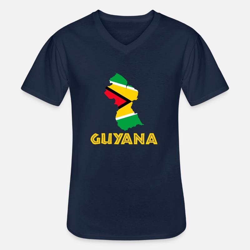 guyanese map, guyana - Männer-T-Shirt mit V-Ausschnitt - Navy